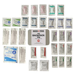 Picture of all contents of backpack first aid kit for college students.